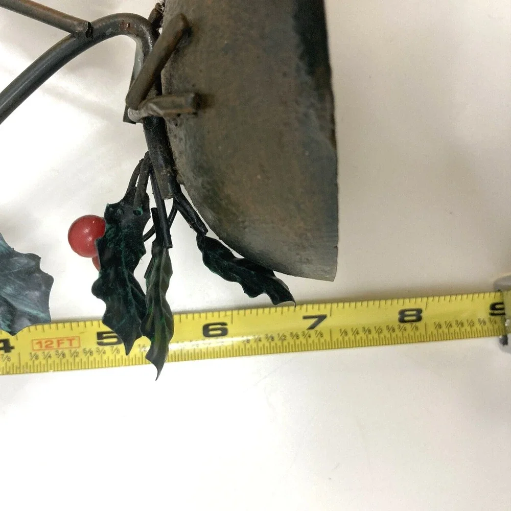 Vintage Metal Winter Cardinal and Holly Leaves Cast Iron Base Figure 7